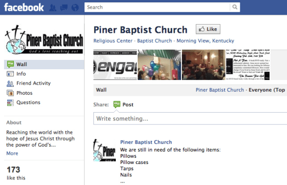 Image: Part of Piner Baptist Church Facebook page